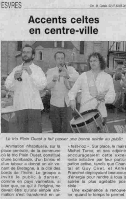 photo du trio et article présentant la soirée à Esvres en présence du maire et de ses adjoints